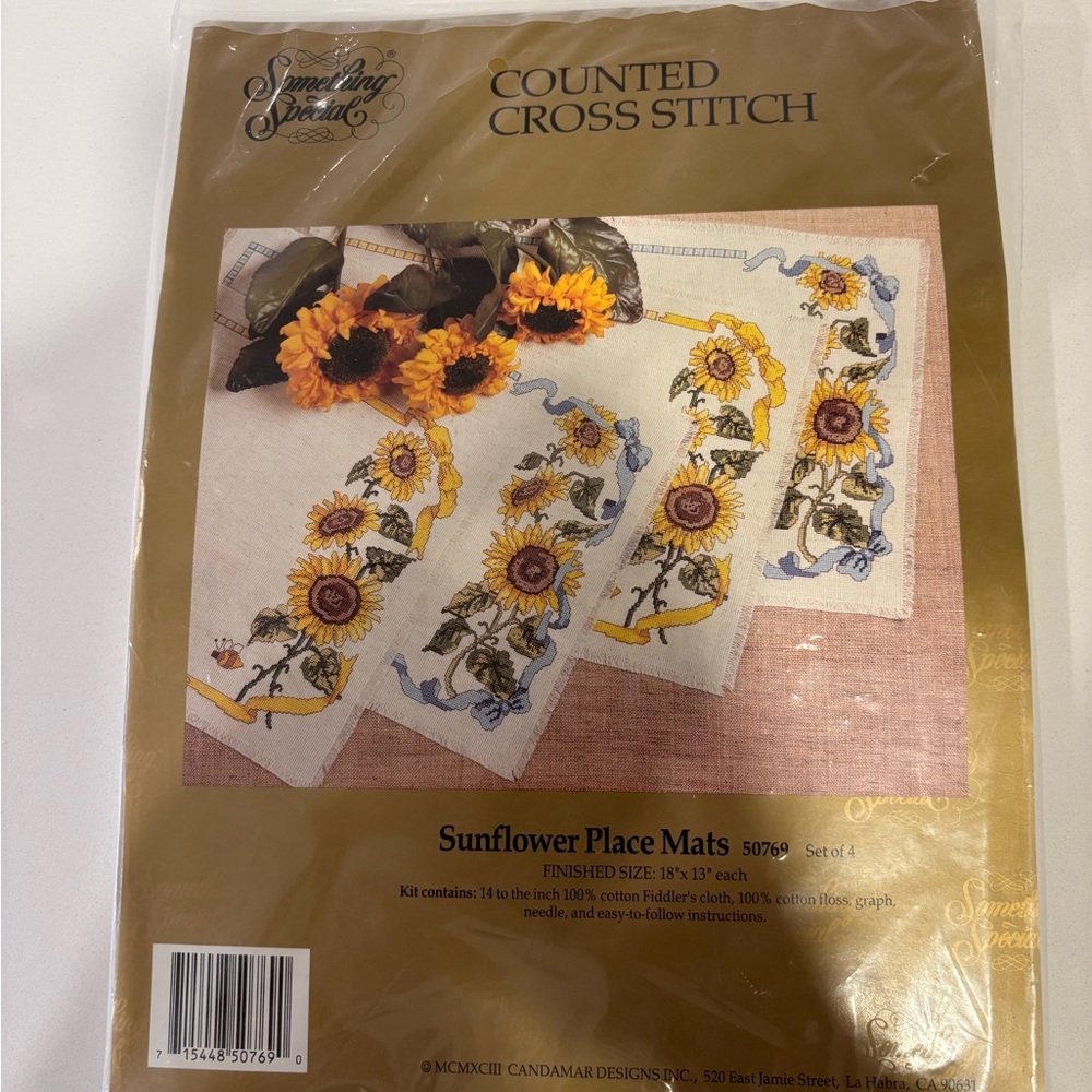 Brand New Sunflower Place Mats Cross Stitch Kit